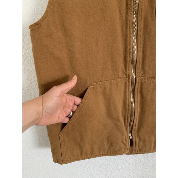 PACSUN Men's Utility Hunting Fishing Canvas Zip M Up Vest Tan Outdoors - Picture 3 of 7